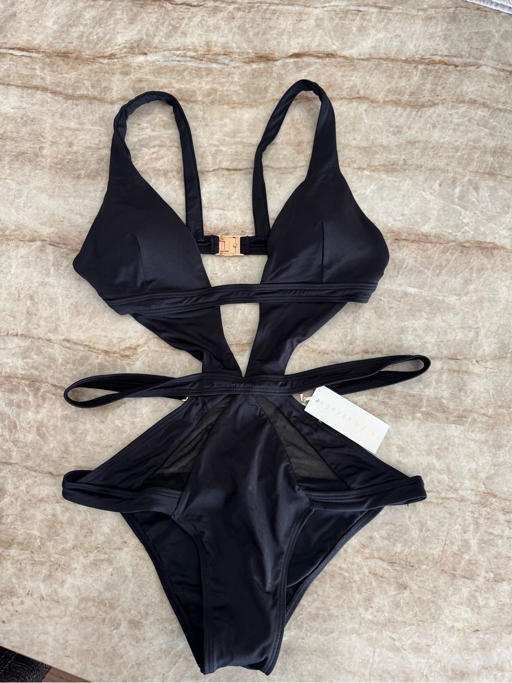 Kopper & Zink-Black Cutout One-Piece Swimsuit